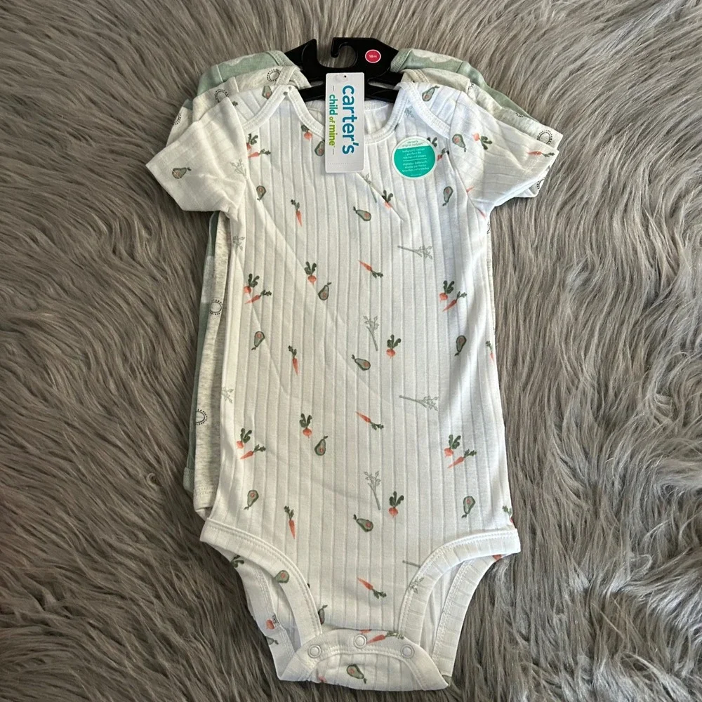 Carter's Child Of Mine Bodysuits Baby Boys Size 18‎ Months Three Piece Cotton